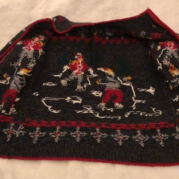 Eagle’s Eye Ice Skating Vintage Christmas Sweater Zip Front Womens Size Medium - Picture 13 of 15